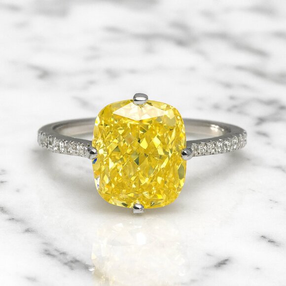 "Alea" 2ct Canary 925 Sterling Cocktail Ring - Picture 1 of 1